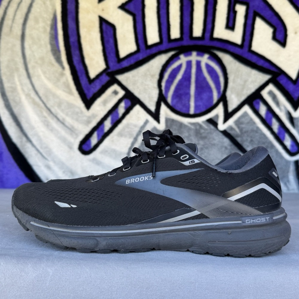 Size 12 - Men's Brooks Ghost 15 Running Shoes Triple Black 1103932E020